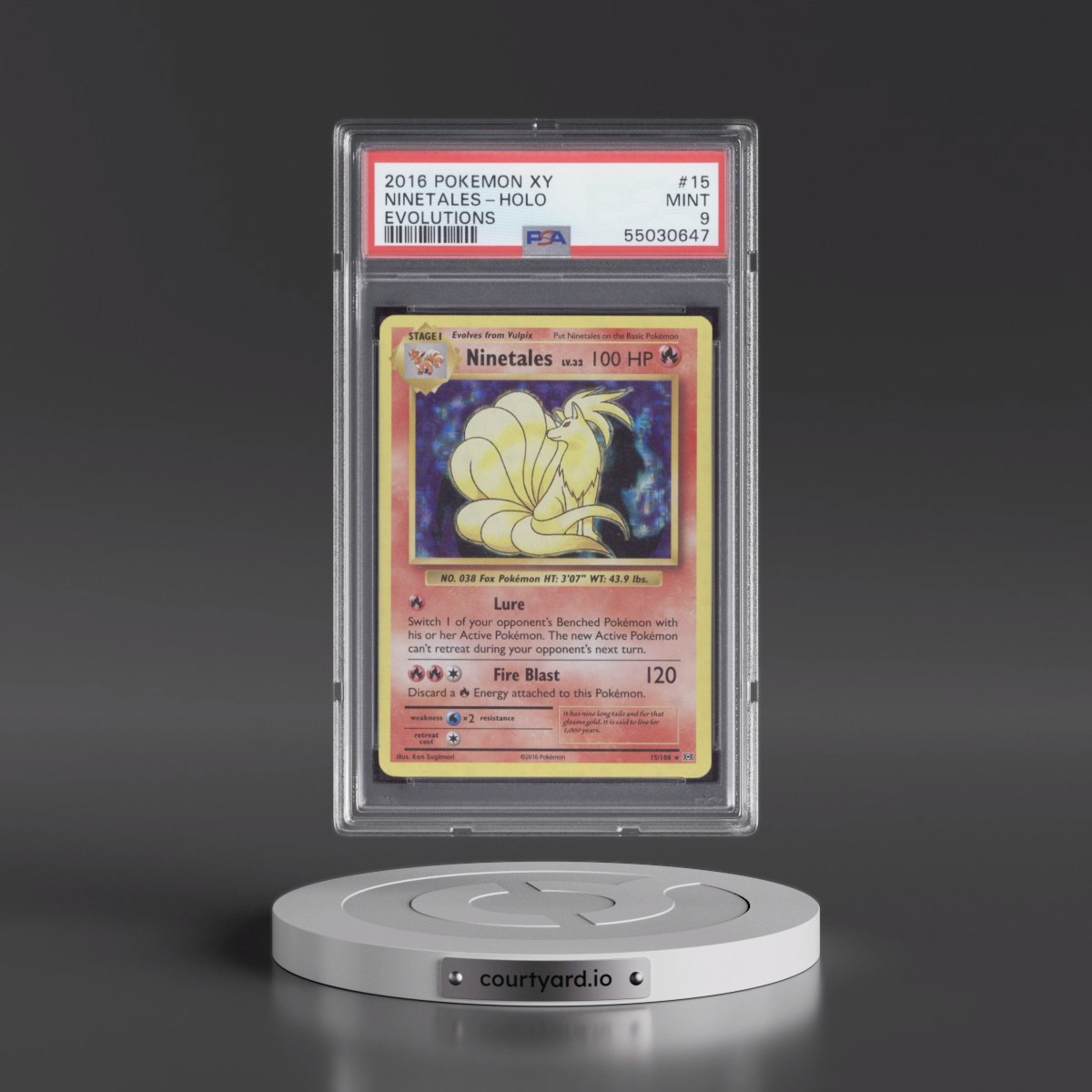 2016 Pokémon XY Evolutions #15 Ninetales - Holo (PSA 9 MINT)