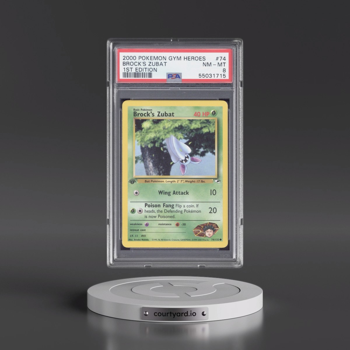 2000 Pokémon Gym Heroes #74 Brock's Zubat - 1st Edition (PSA 8 NM-MT)