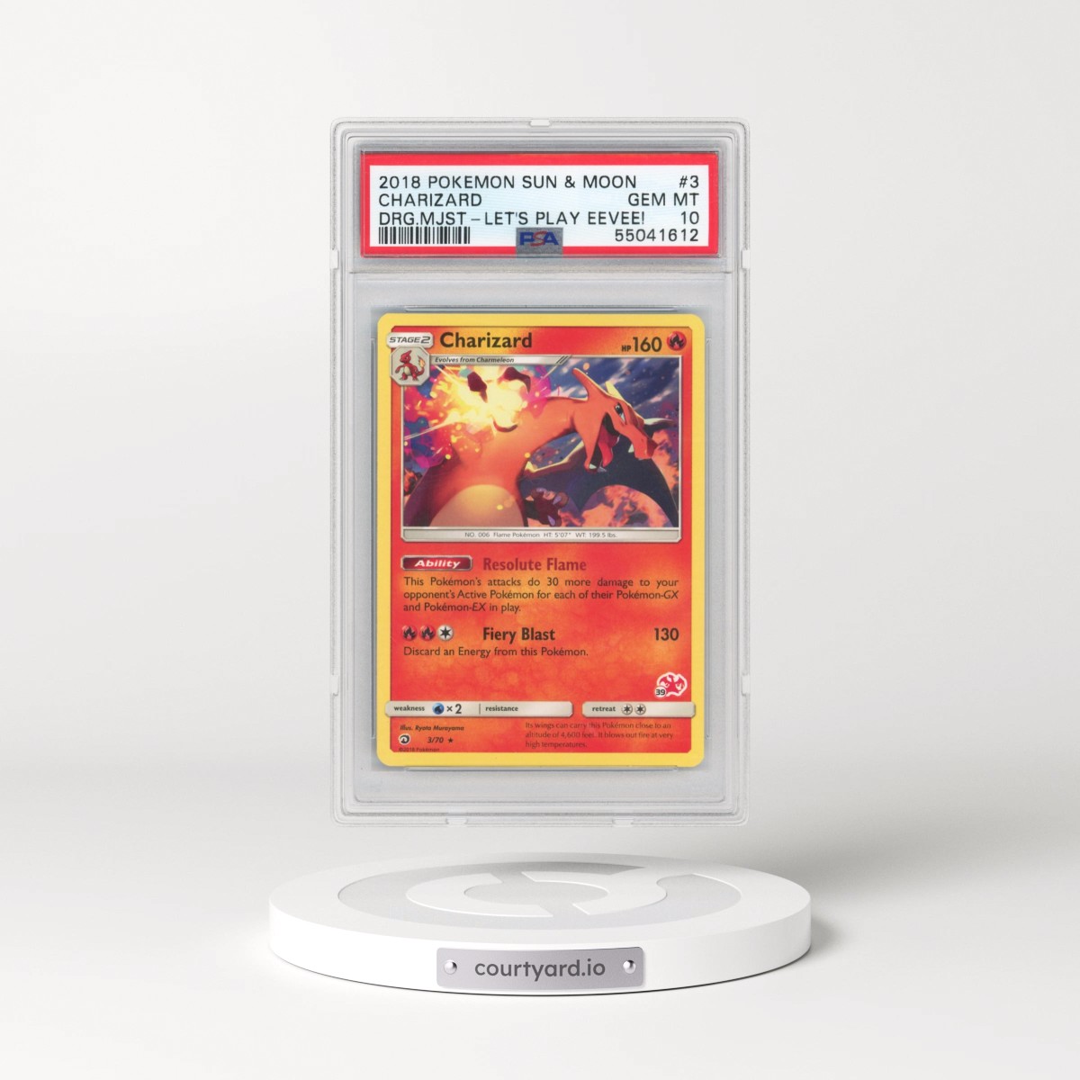 2018 Pokémon Sun & Moon Dragon Majesty #3 Charizard - Let's Play Eevee! (PSA 10 GEM MINT)