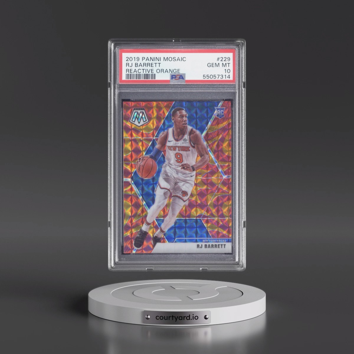 2019 Panini Mosaic #229 RJ Barrett - Reactive Orange (PSA 10 GEM MINT)