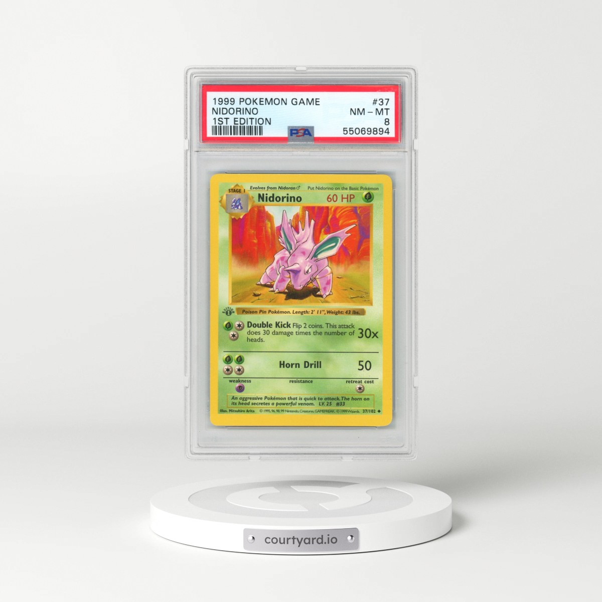 1999 Pokémon Game #37 Nidorino - 1st Edition (PSA 8 NM-MT)