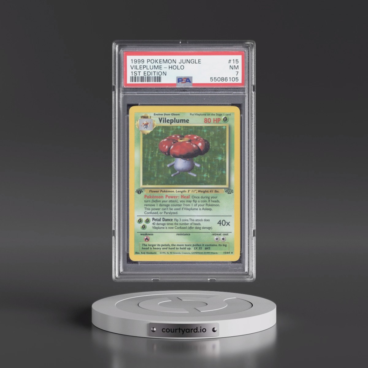 1999 Pokémon Jungle #15 Vileplume - 1st Edition Holo (PSA 7 NM)