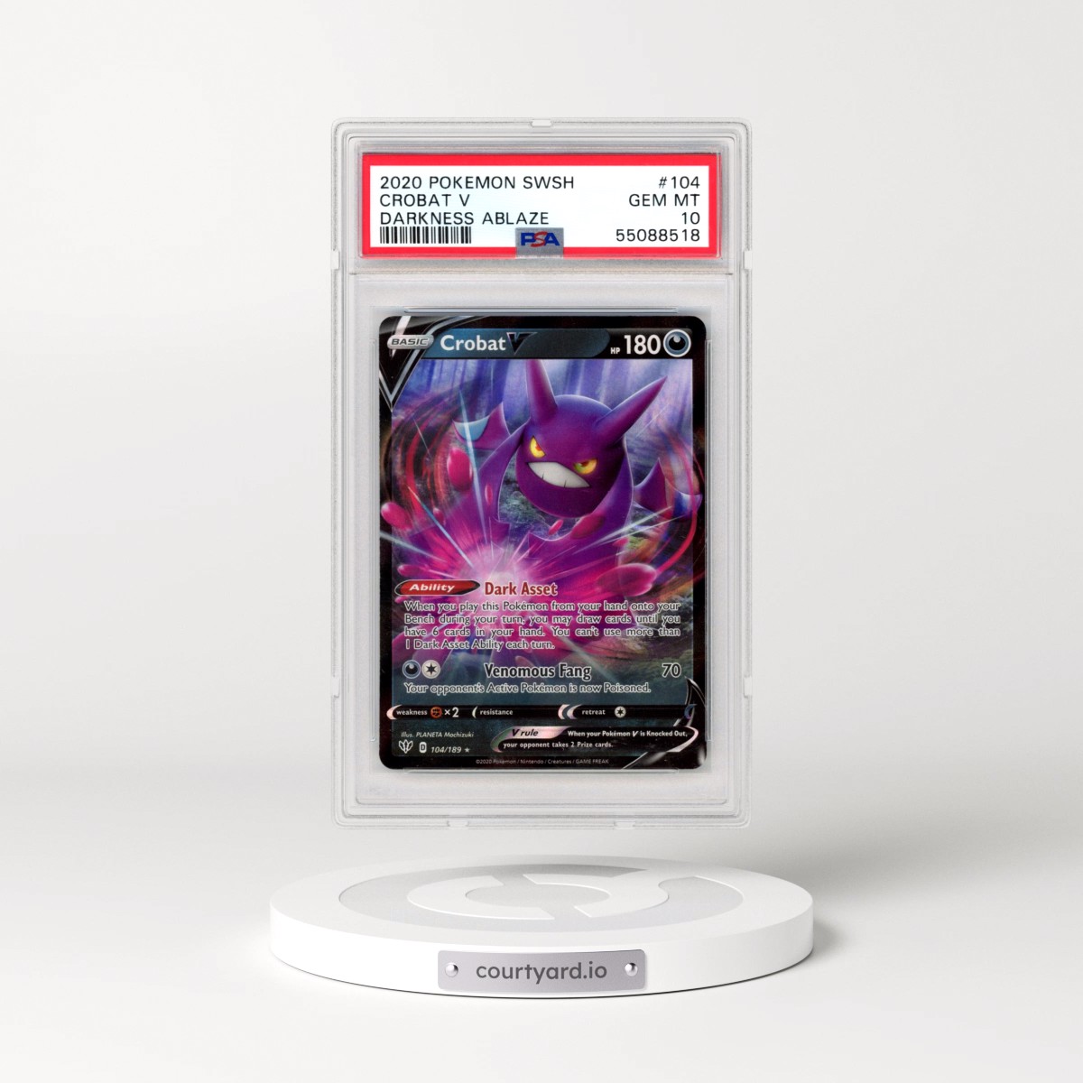 2020 Pokémon Sword & Shield Darkness Ablaze #104 Crobat V - Holo (PSA 10 GEM MINT)