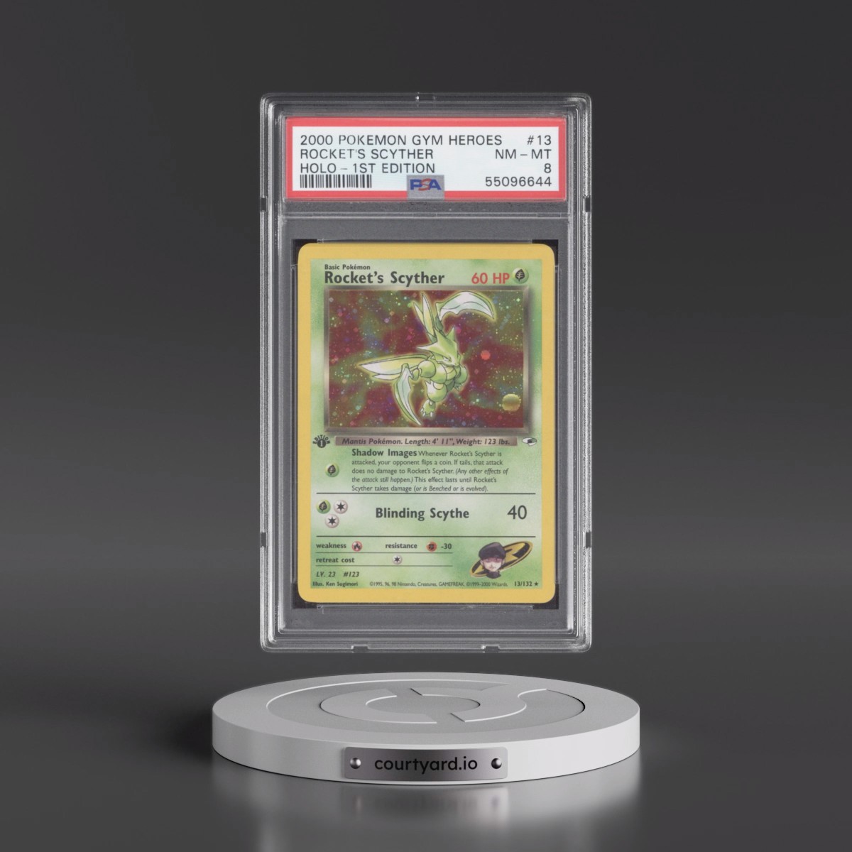 2000 Pokémon Gym Heroes #13 Rocket's Scyther - 1st Edition Holo (PSA 8 NM-MT)
