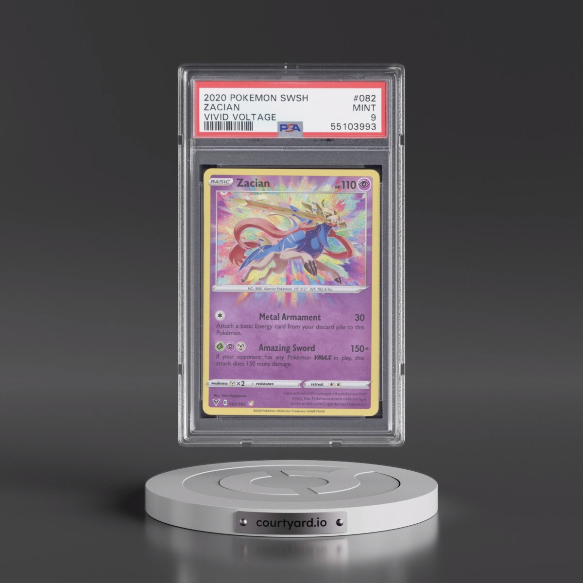 2020 Pokémon Sword & Shield Vivid Voltage #082 Zacian (PSA 9 MINT)