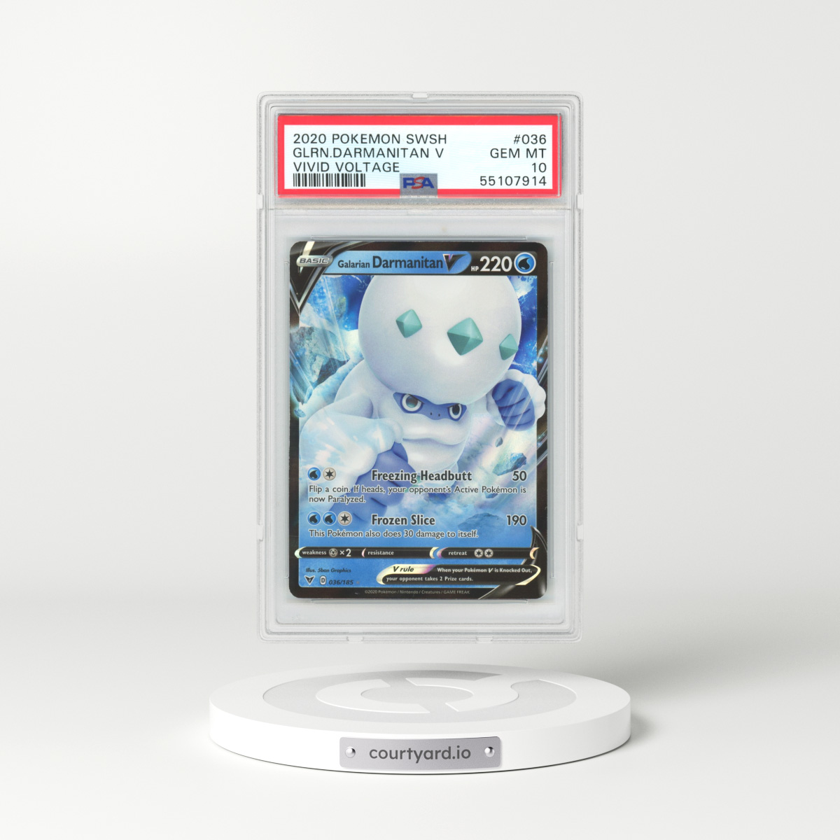 2020 Vivid Voltage #36 Galarian Darmanitan V - Full Art Holo (PSA 10 GEM MINT)