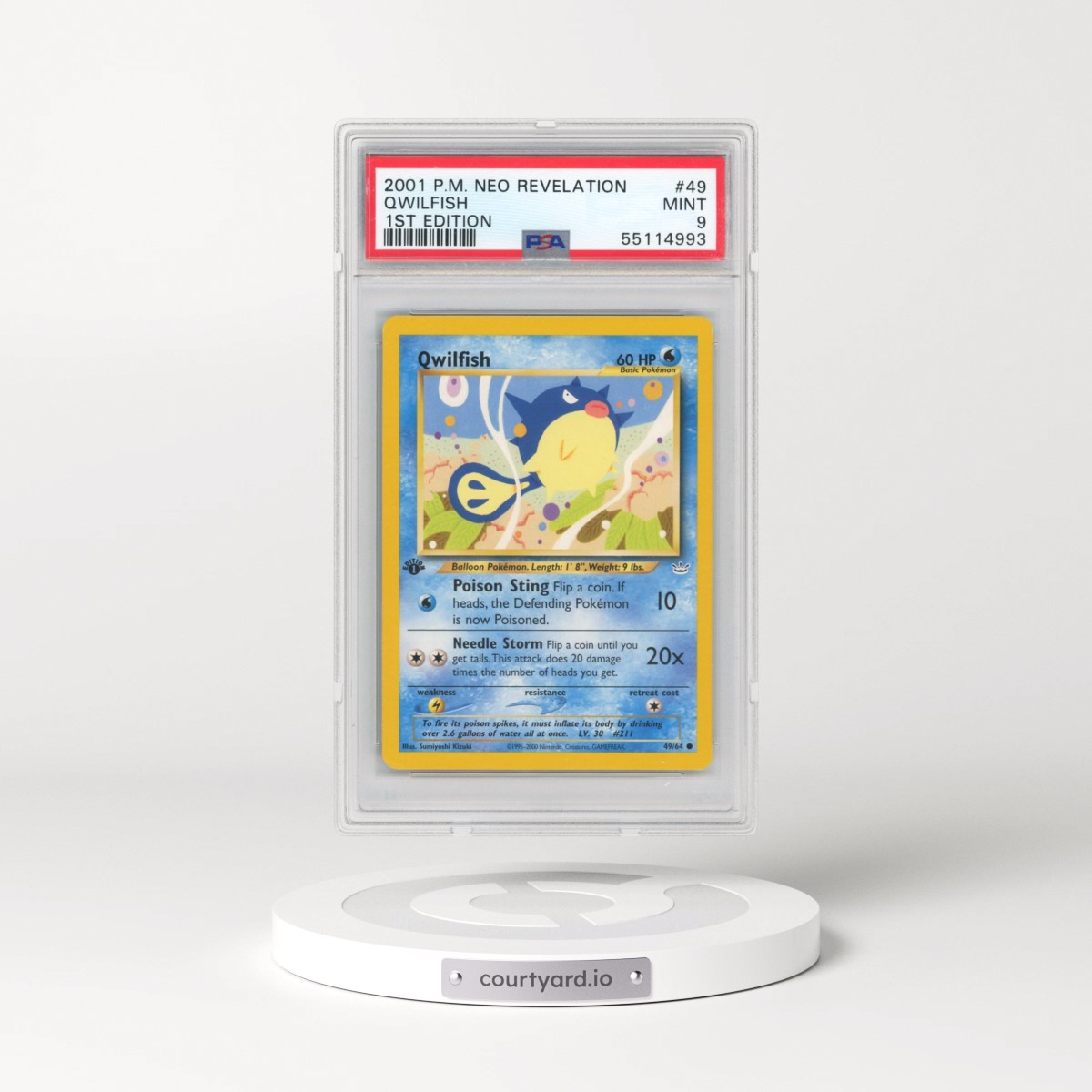 2001 Pokémon Neo Revelation #49 Qwilfish - 1st Edition (PSA 9 MINT)