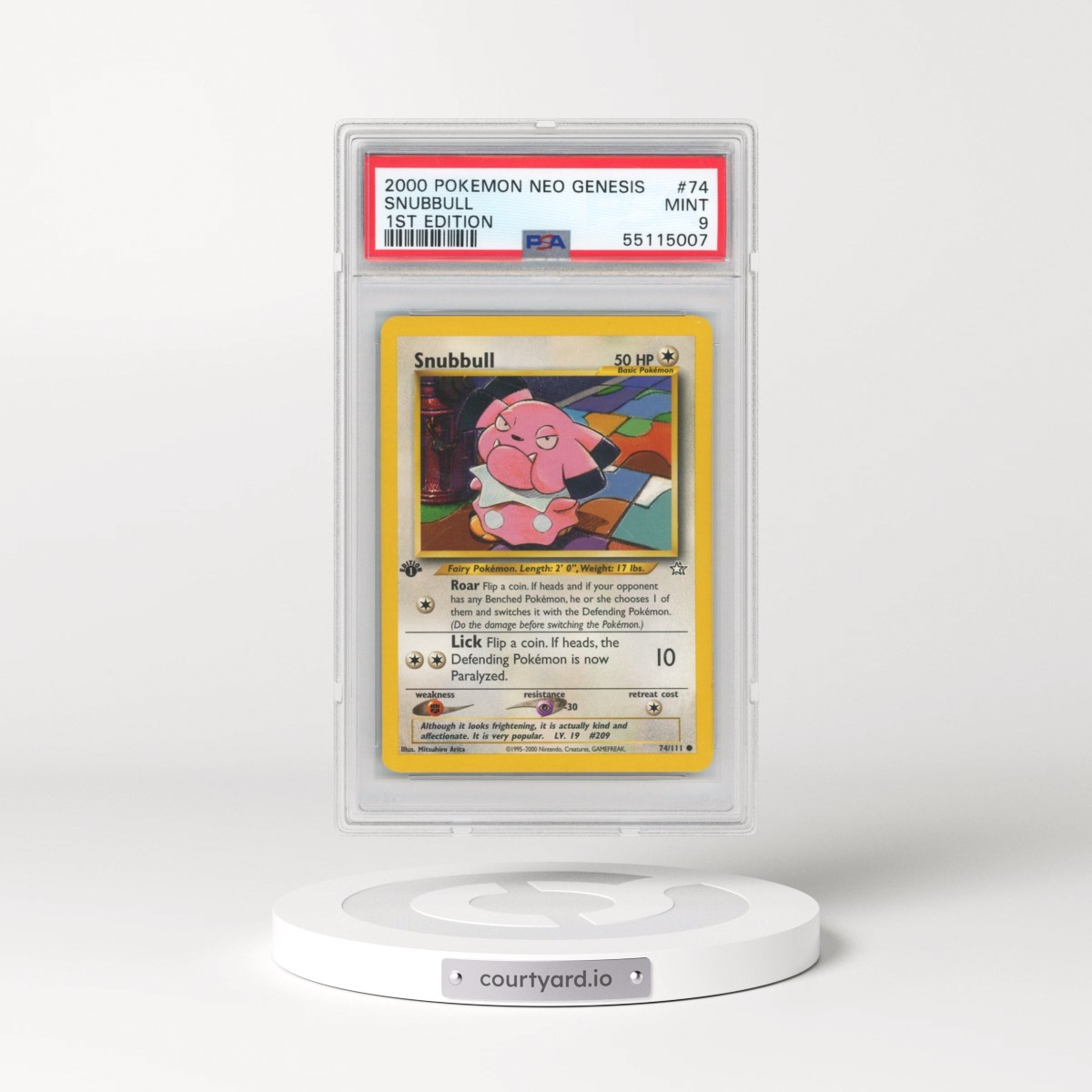 2000 Pokémon Neo Genesis #74 Snubbull - 1st Edition (PSA 9 MINT)