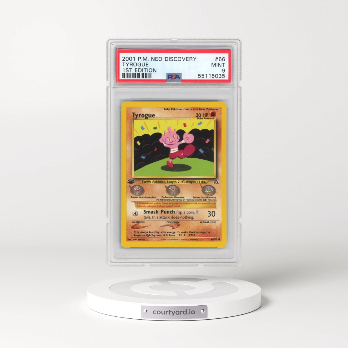 2001 Pokémon Neo Discovery #66 Tyrogue - 1st Edition (PSA 9 MINT)