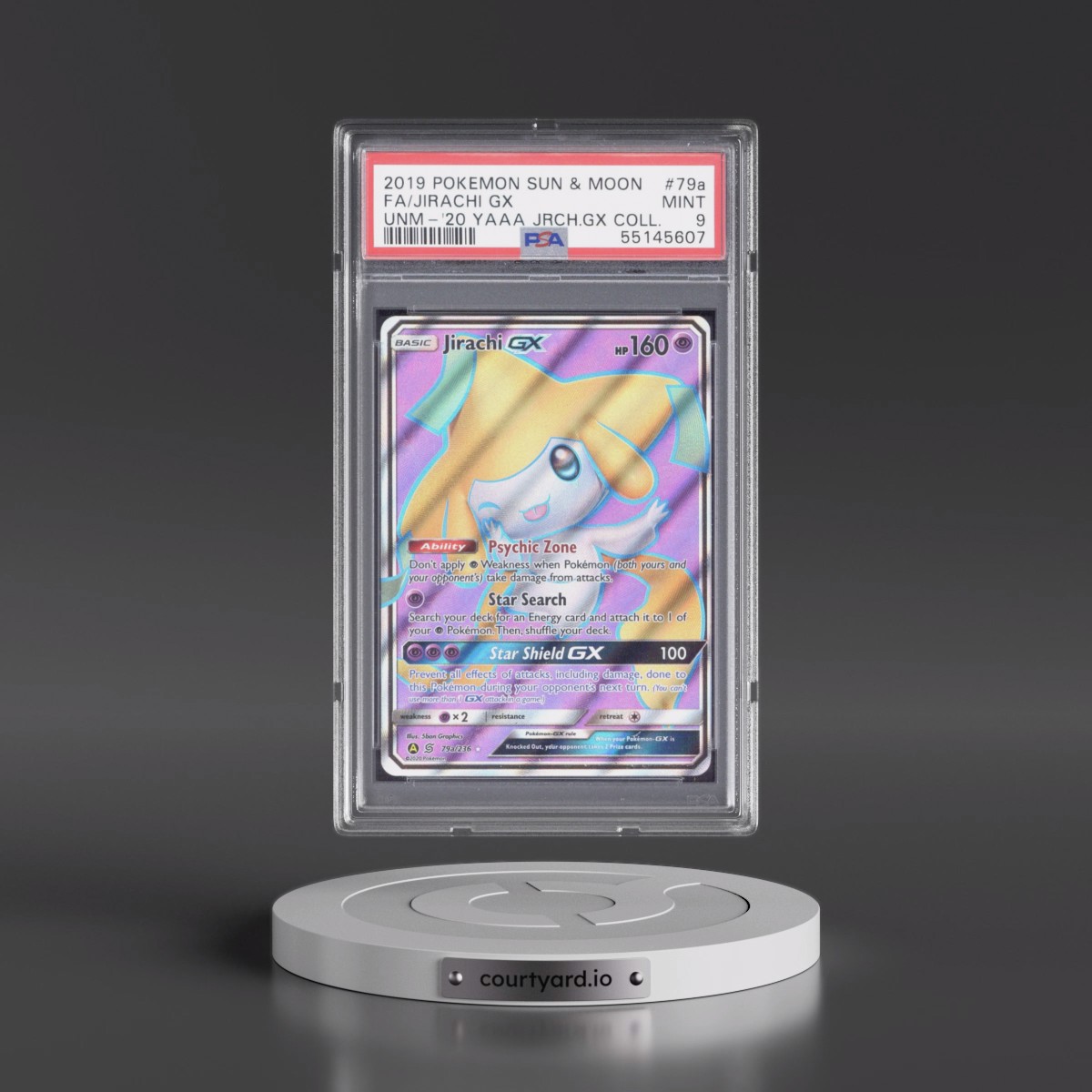 2019 Pokémon Sun & Moon Unified Minds #79a Jirachi GX - Holo Full Art 2020 Yellow A Alternate Art Jirachi GX Collection (PSA 9 MINT)