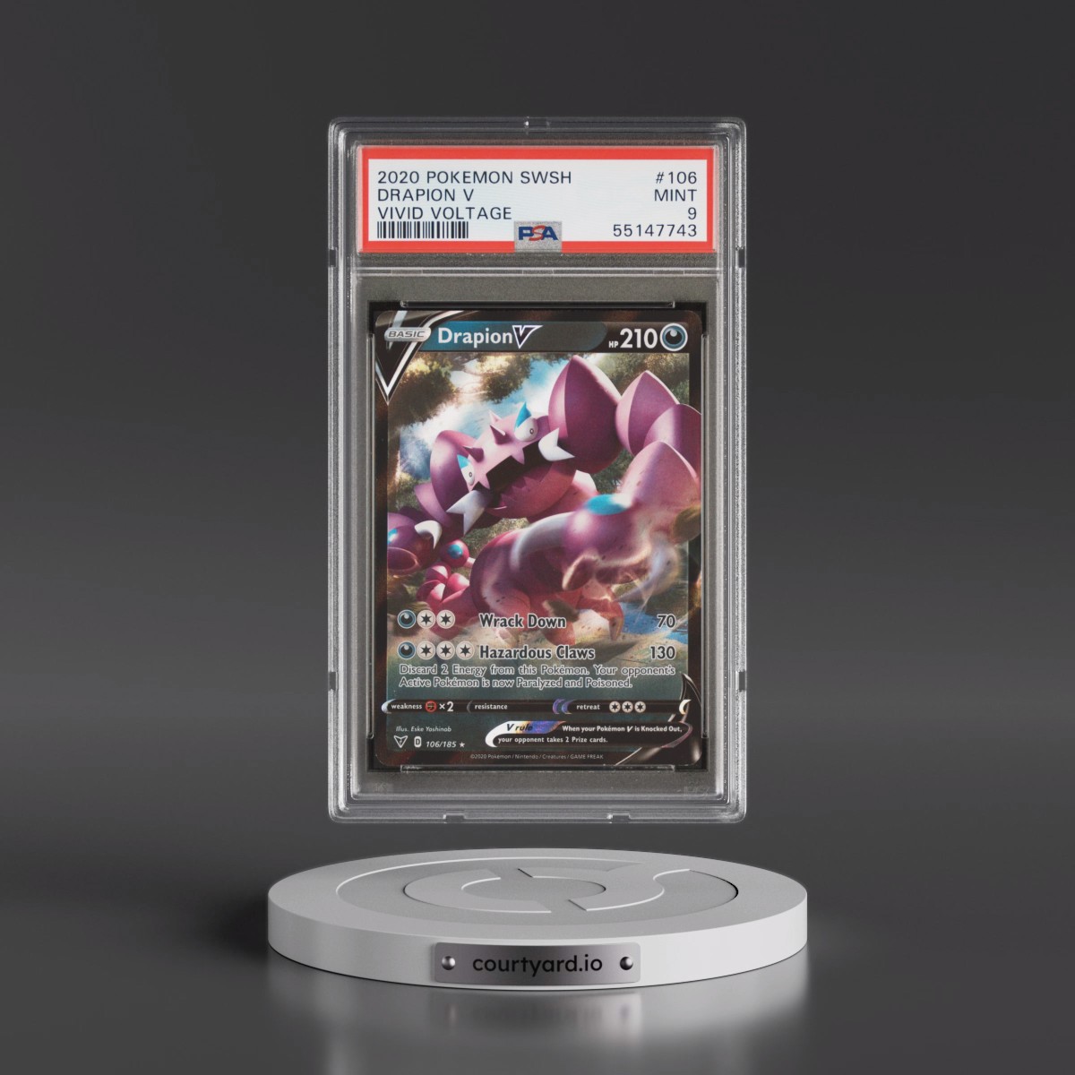 2020 Pokémon Sword & Shield Vivid Voltage #106 Drapion V - Holo (PSA 9 MINT)