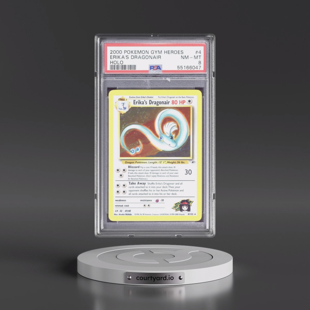 2000 Pokémon Gym Heroes #4 Erika's Dragonair - Holo (PSA 8 NM-MT)