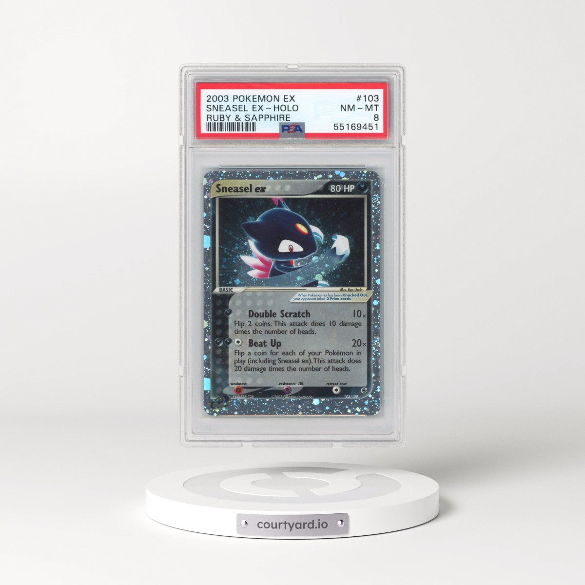 2003 Pokémon EX Ruby & Sapphire #103 Sneasel EX - Holo Holo (PSA 8 NM-MT)