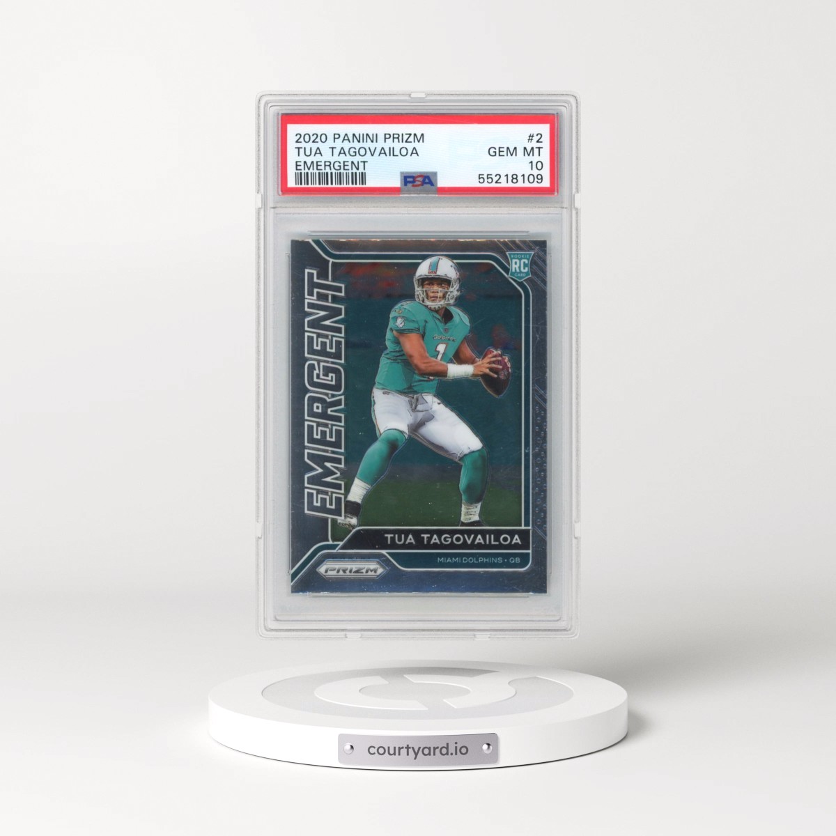 2020 Panini Prizm Emergent #2 Tua Tagovailoa (PSA 10 GEM MINT)