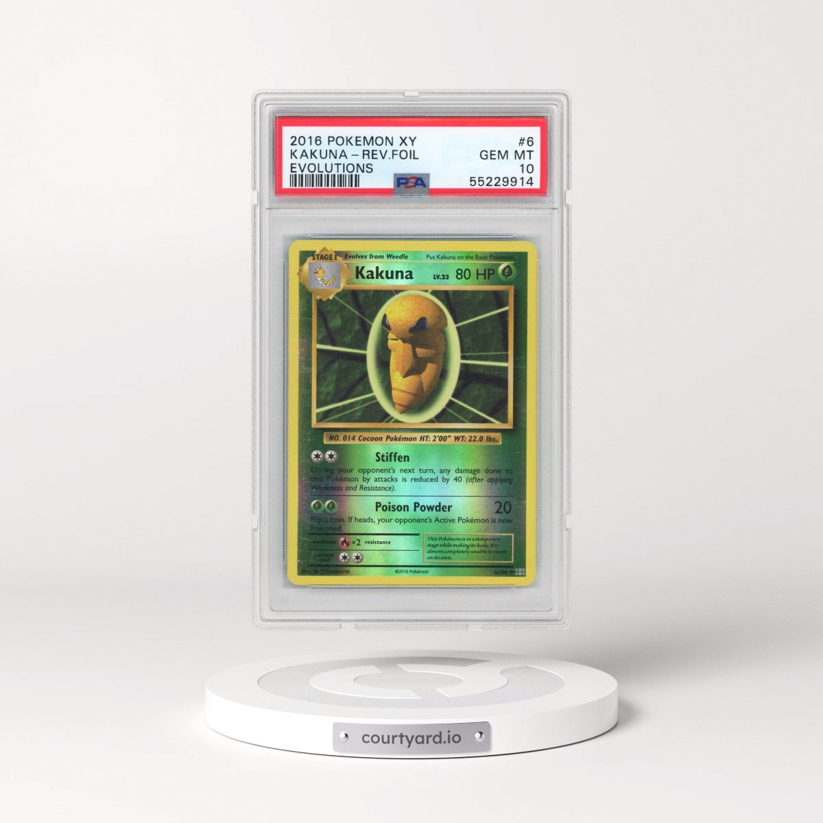 2016 Pokémon XY Evolutions #6 Kakuna - Reverse Foil (PSA 10 GEM MINT)