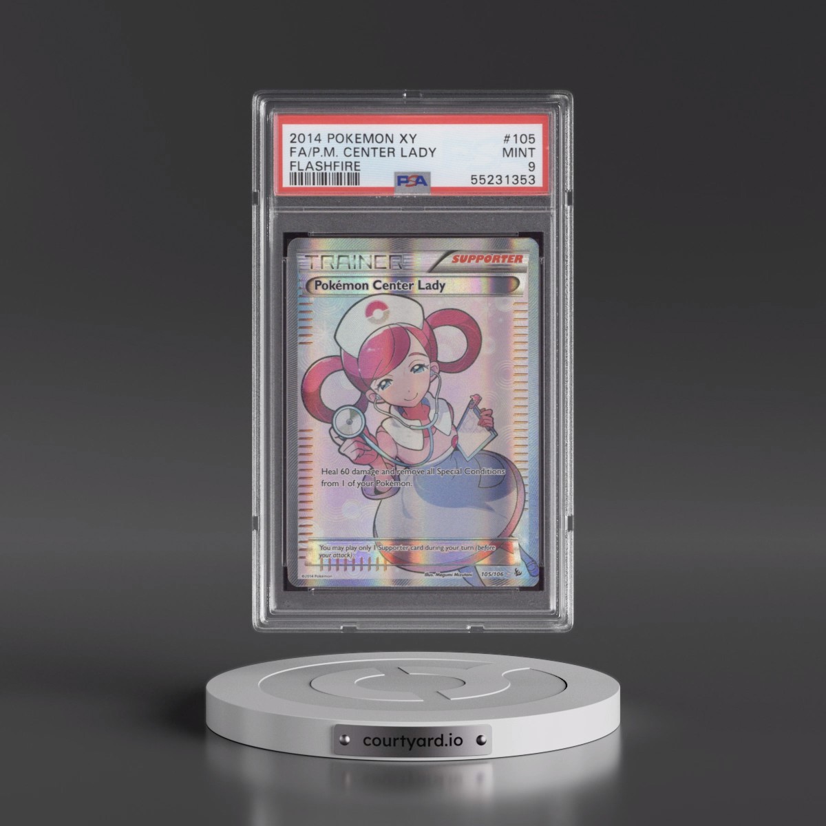 2014 Pokémon XY Flashfire #105 Pokemon Center Lady - Full Art (PSA 9 MINT)