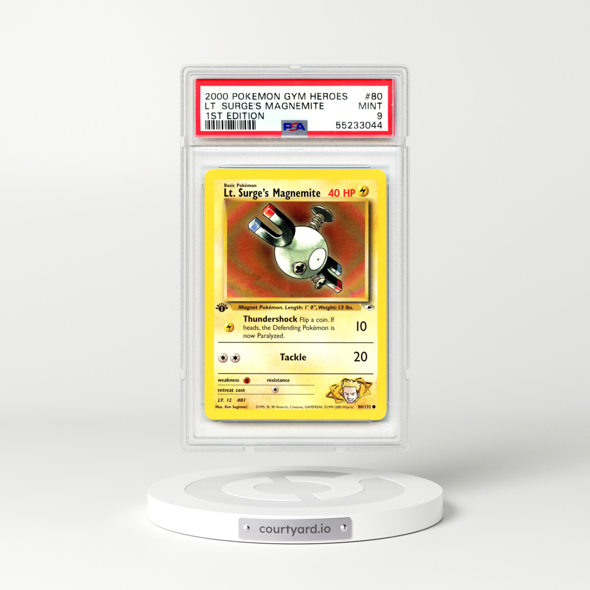 2000 Gym Heroes #80 Lt. Surge's Magnemite - 1st Edition (PSA 9 MINT)