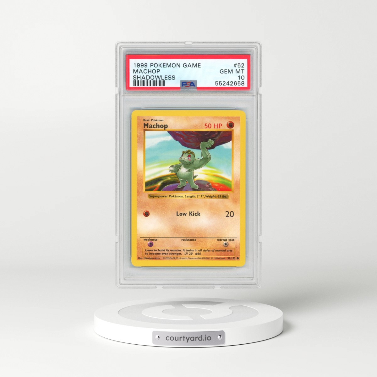 1999 Pokémon Game #52 Machop - Shadowless (PSA 10 GEM MINT)