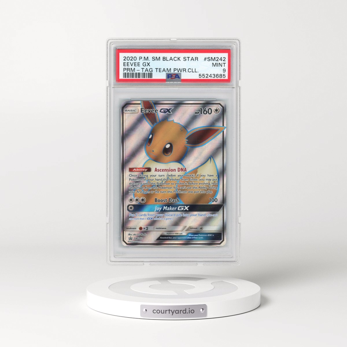 2020 Pokémon SM Black Star Promo #SM242 Eevee GX - Holo Tag Team Powers Collection (PSA 9 MINT)