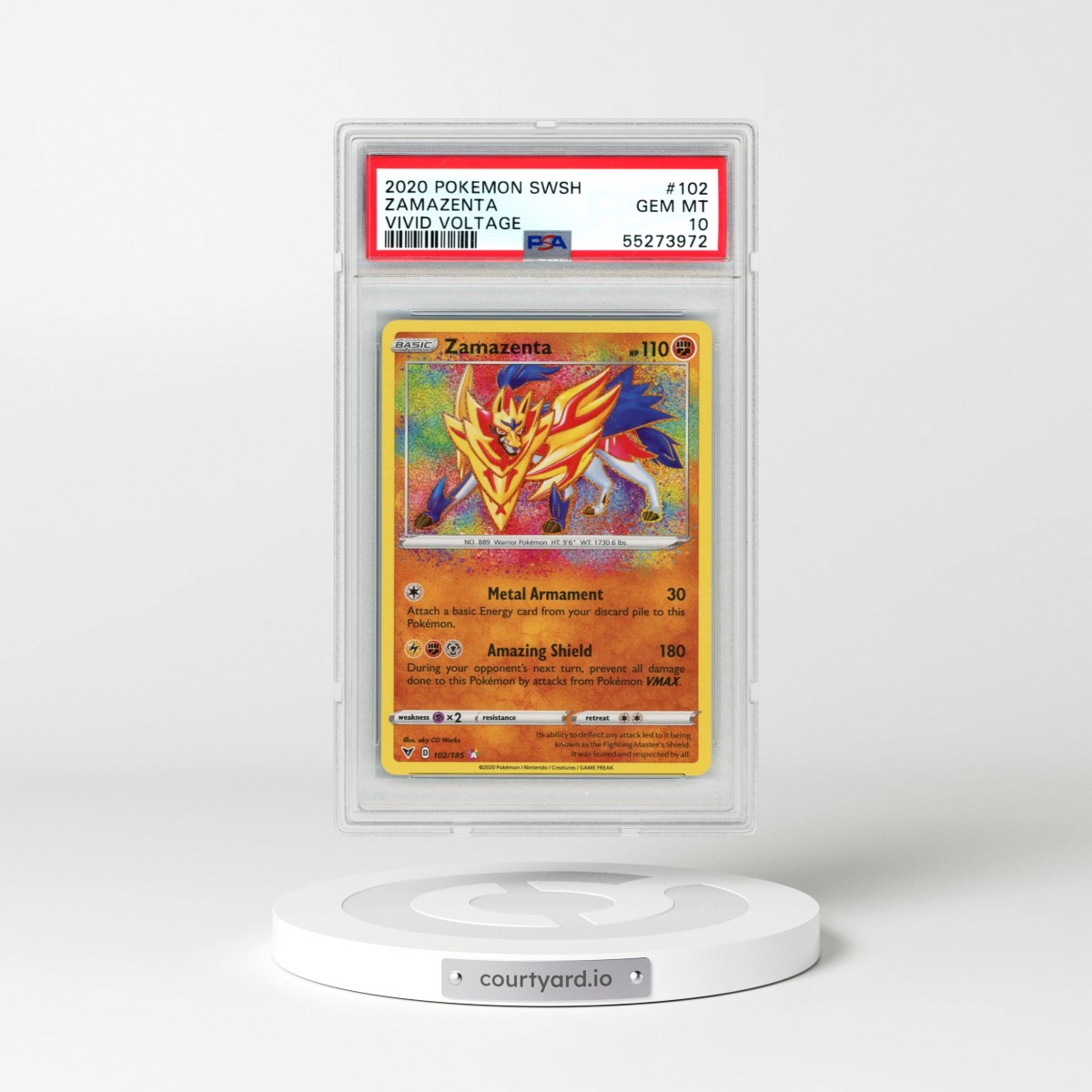2020 Pokémon Sword & Shield Vivid Voltage #102 Zamazenta (PSA 10 GEM MINT)