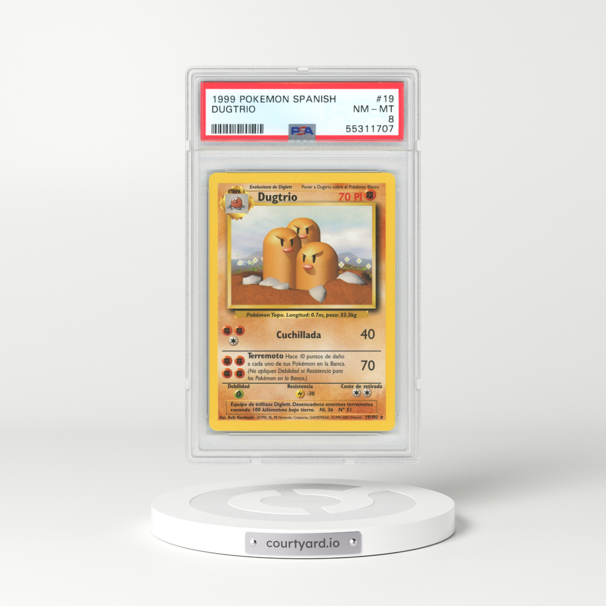 1999 Spanish Base Set #19 Dugtrio (PSA 8 NM-MT)
