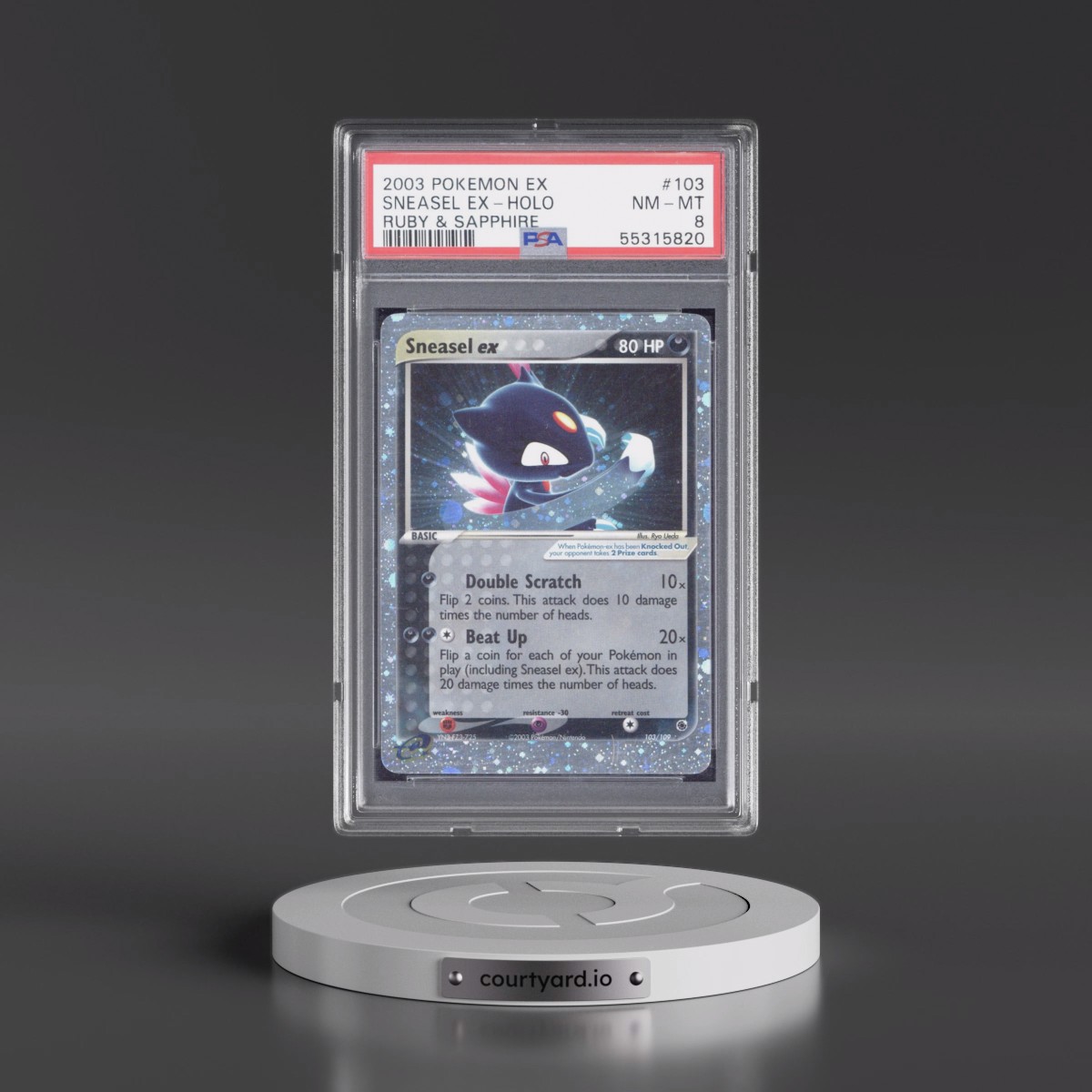 2003 Pokémon EX Ruby & Sapphire #103 Sneasel EX - Holo Holo (PSA 8 NM-MT)