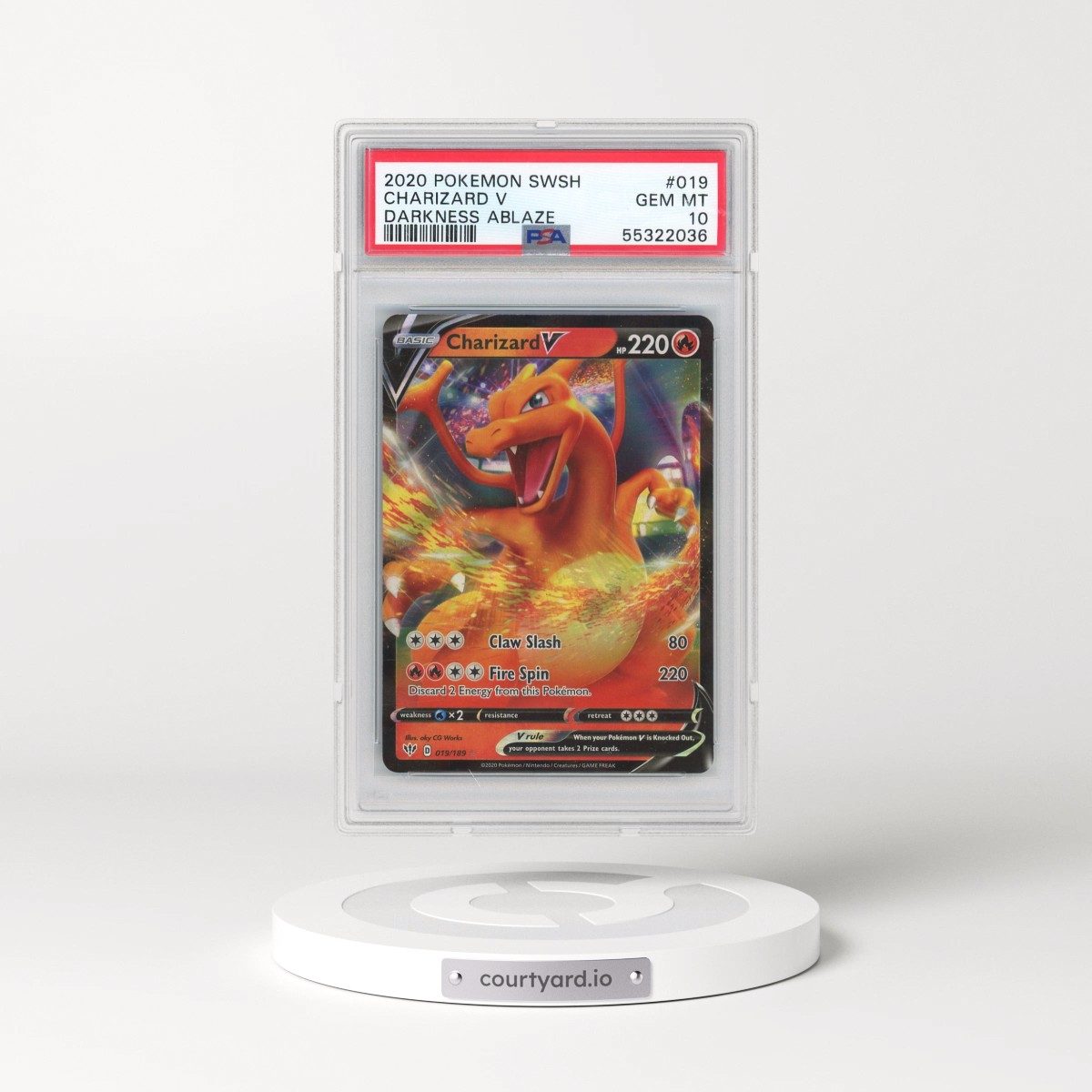 2020 Pokémon Sword & Shield Darkness Ablaze #019 Charizard V - Holo (PSA 10 GEM MINT)