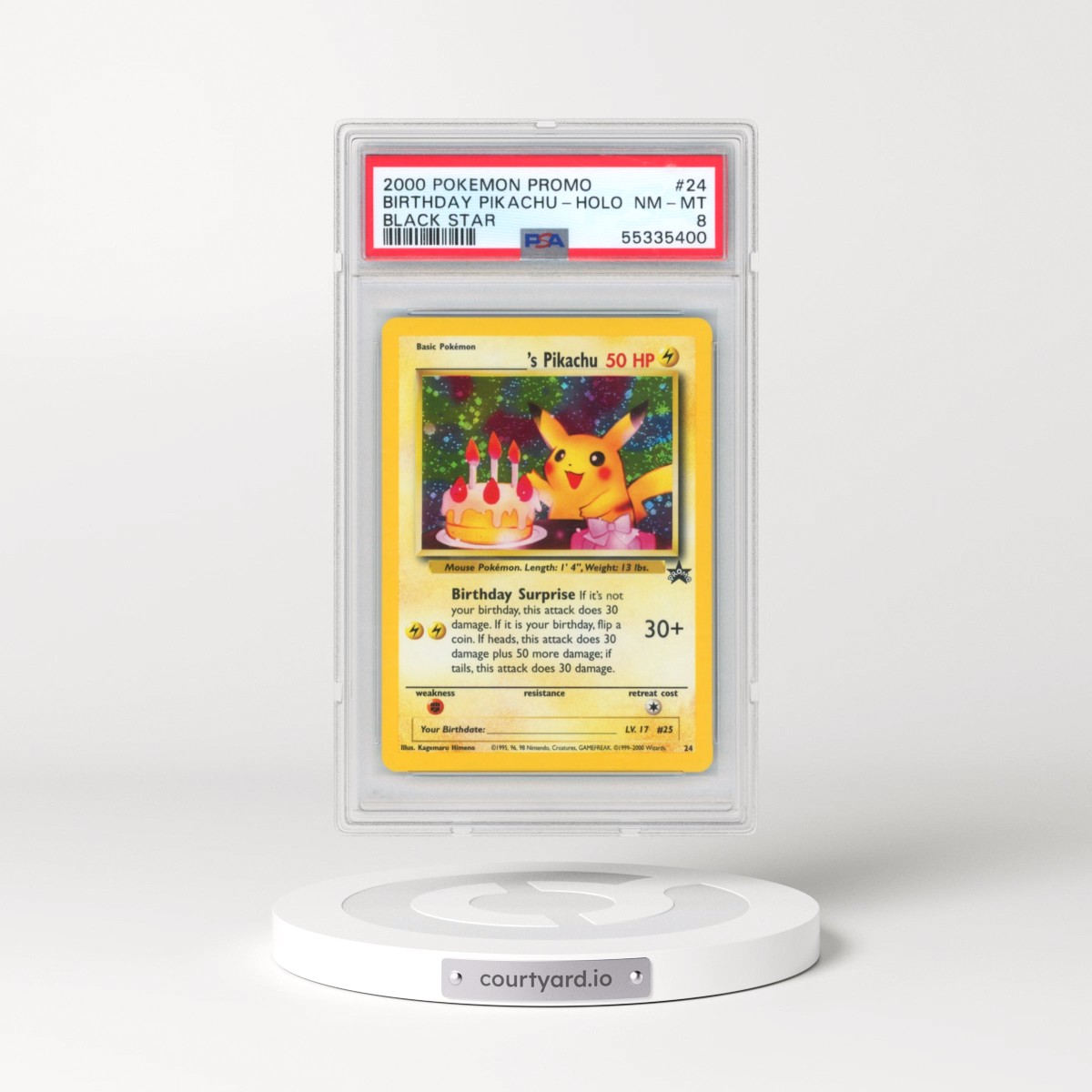 2000 Pokémon Promo Black Star #24 Birthday Pikachu - Holo (PSA 8 NM-MT)