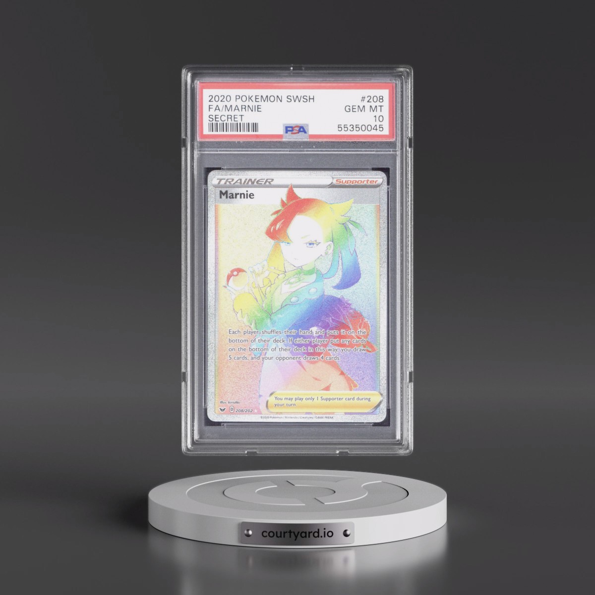 2020 Pokémon Sword & Shield #208 Marnie - Full Art Secret (PSA 10 GEM MINT)