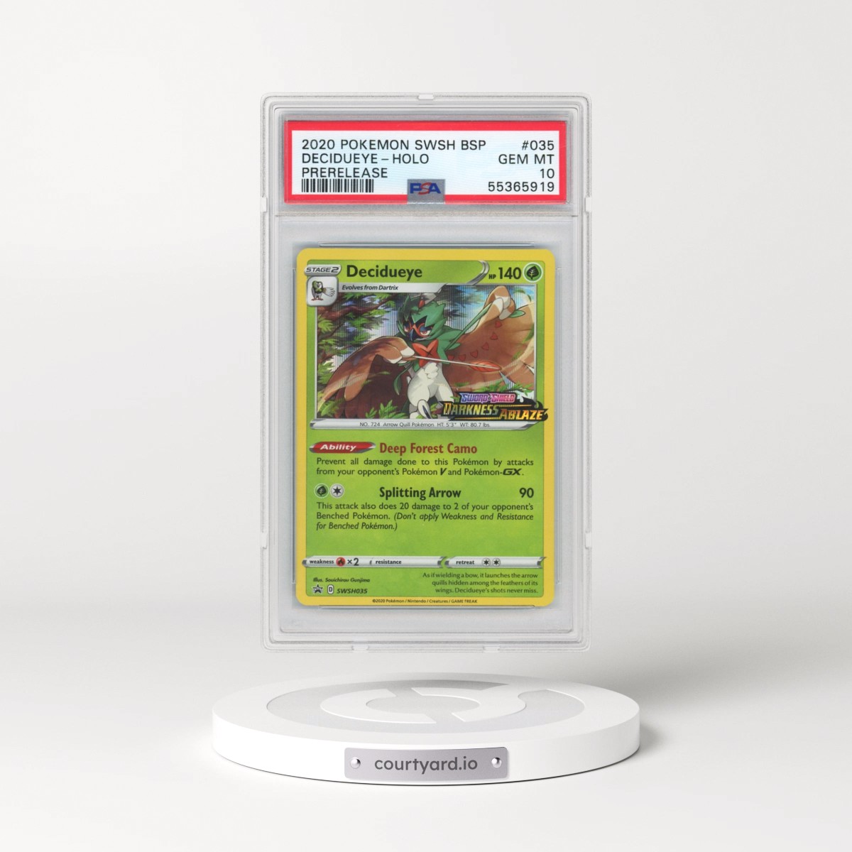 2020 Pokémon Swsh Black Star Promo #035 Decidueye - Holo Prerelease (PSA 10 GEM MINT)