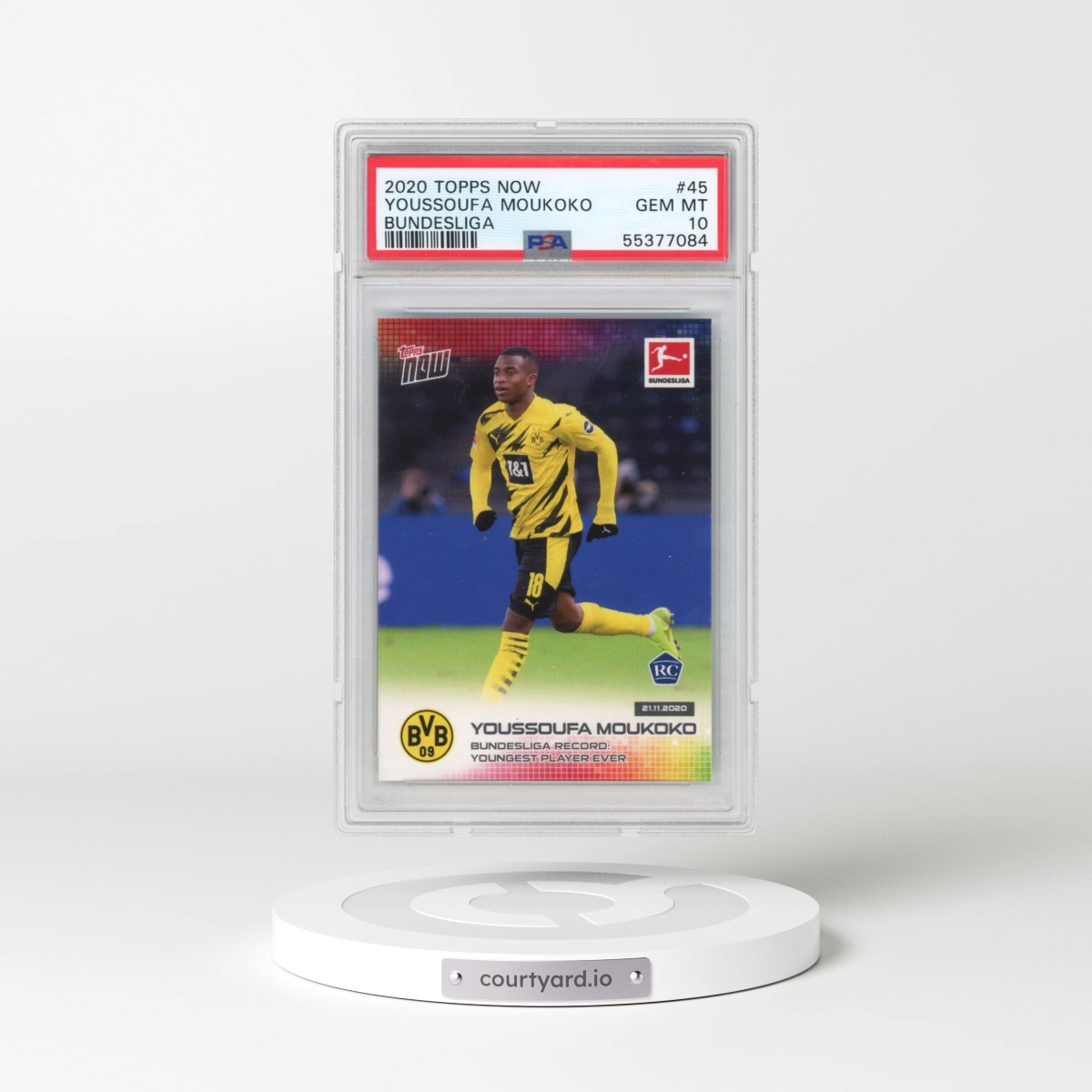 2020 Topps Now Bundesliga #45 Youssoufa Moukoko (PSA 10 GEM MINT)
