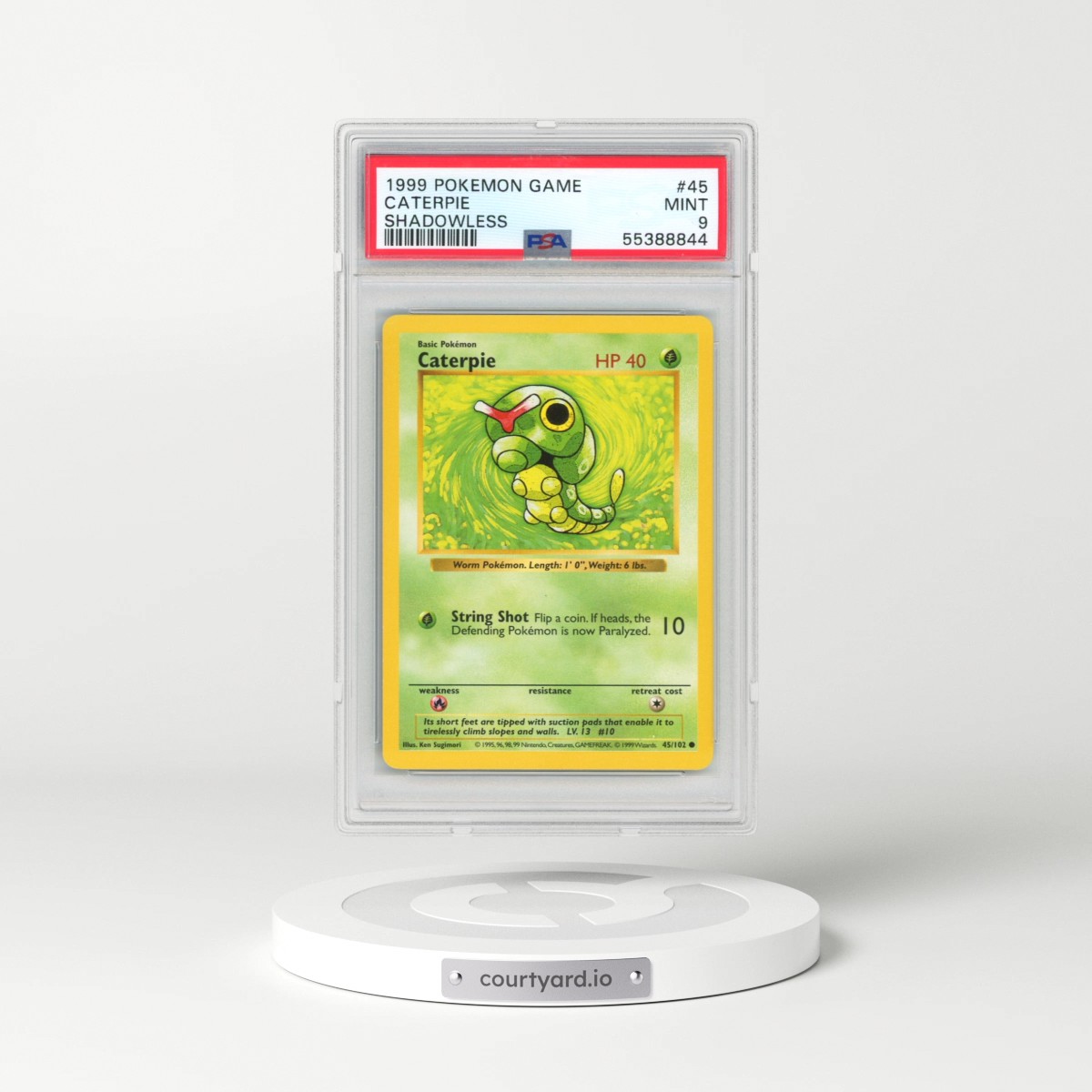 1999 Pokémon Game #45 Caterpie - Shadowless (PSA 9 MINT)