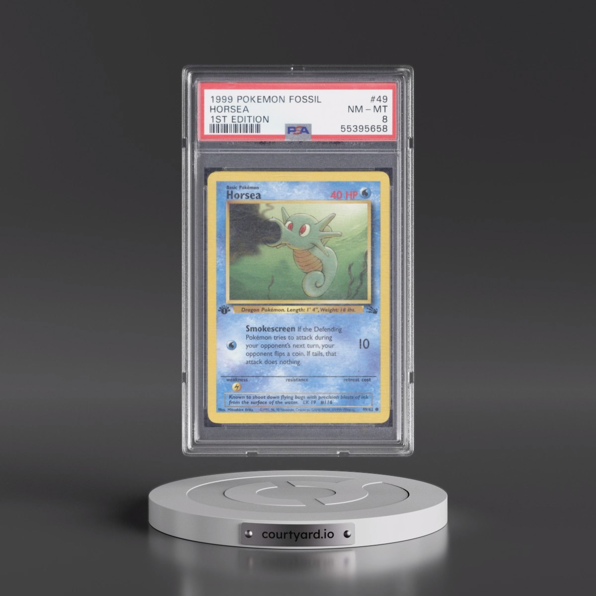 1999 Pokémon Fossil #49 Horsea - 1st Edition (PSA 8 NM-MT)