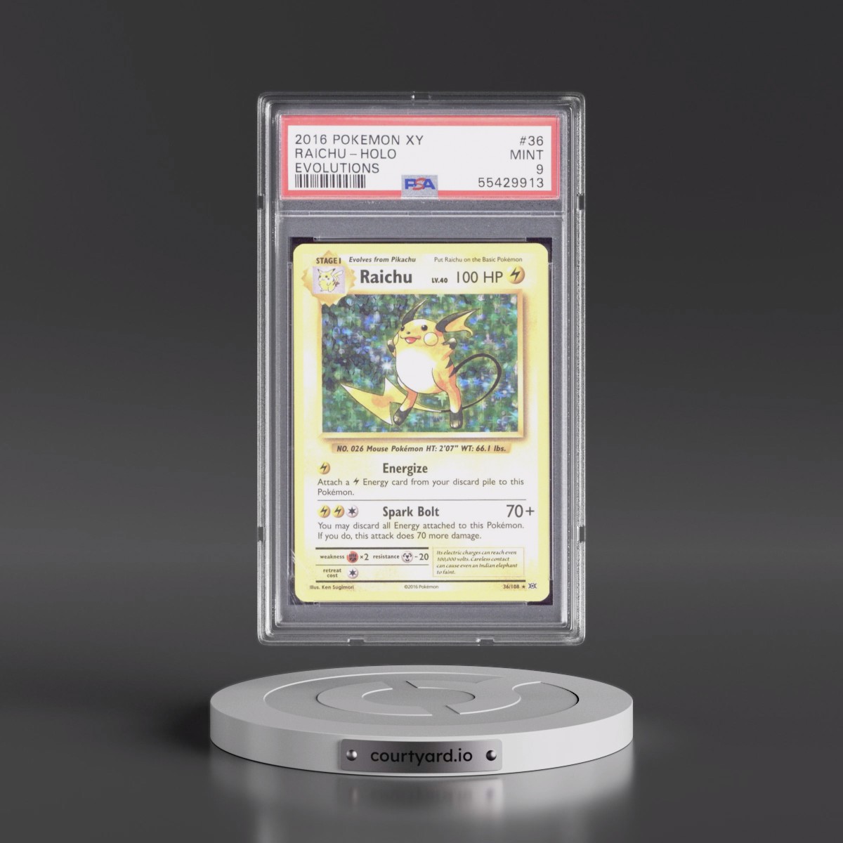 2016 Pokémon XY Evolutions #36 Raichu - Holo (PSA 9 MINT)