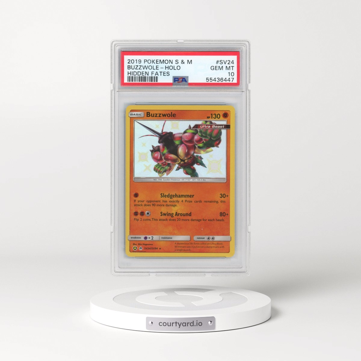2019 Pokémon Sun & Moon Hidden Fates #SV24 Buzzwole - Holo (PSA 10 GEM MINT)