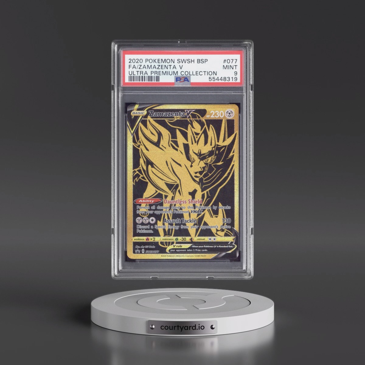 2020 Pokémon Swsh Black Star Promo #077 Zamazenta V - Holo Full Art Ultra Premium Collection (PSA 9 MINT)
