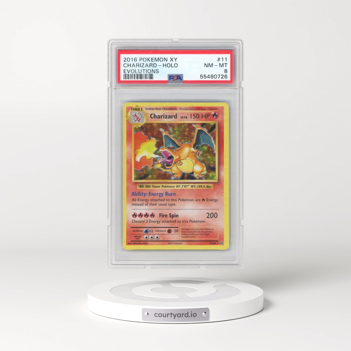 2016 Pokémon XY Evolutions #11 Charizard - Holo (PSA 8 NM-MT)