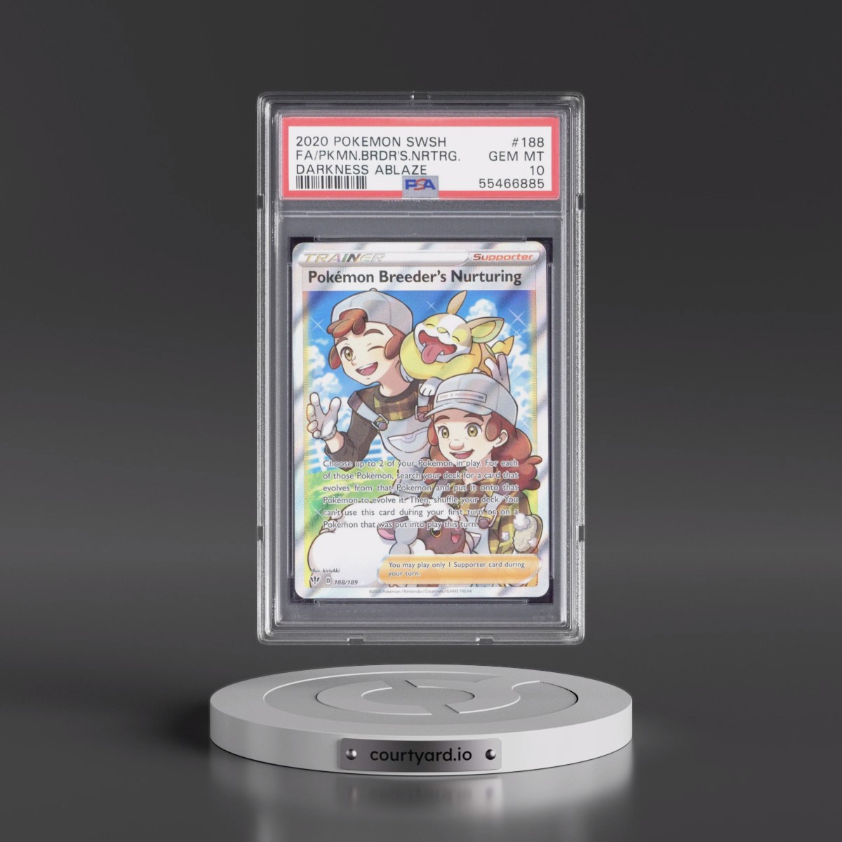 2020 Pokémon Sword & Shield Darkness Ablaze #188 Pokemon Breeder's Nurturing - Full Art (PSA 10 GEM MINT)