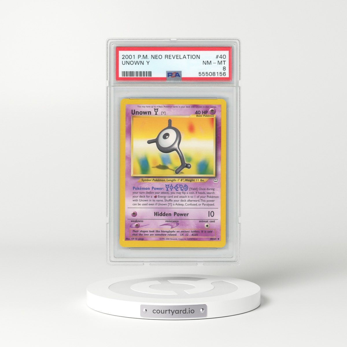 2001 Pokémon Neo Revelation #40 Unown Y (PSA 8 NM-MT)