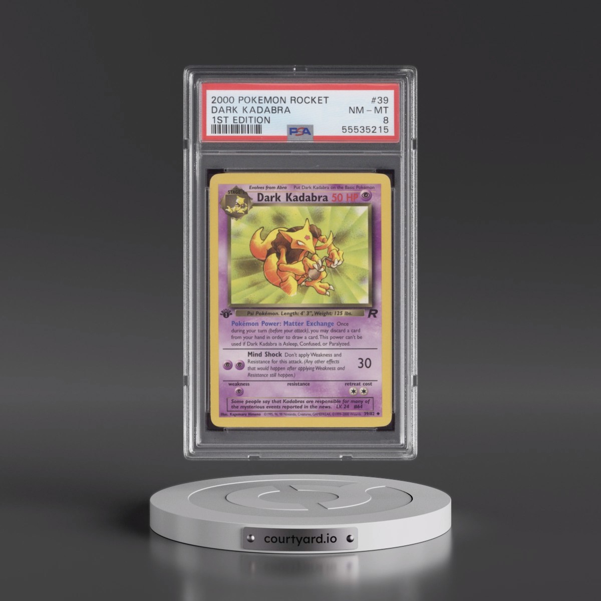 2000 Pokémon Rocket #39 Dark Kadabra - 1st Edition (PSA 8 NM-MT)