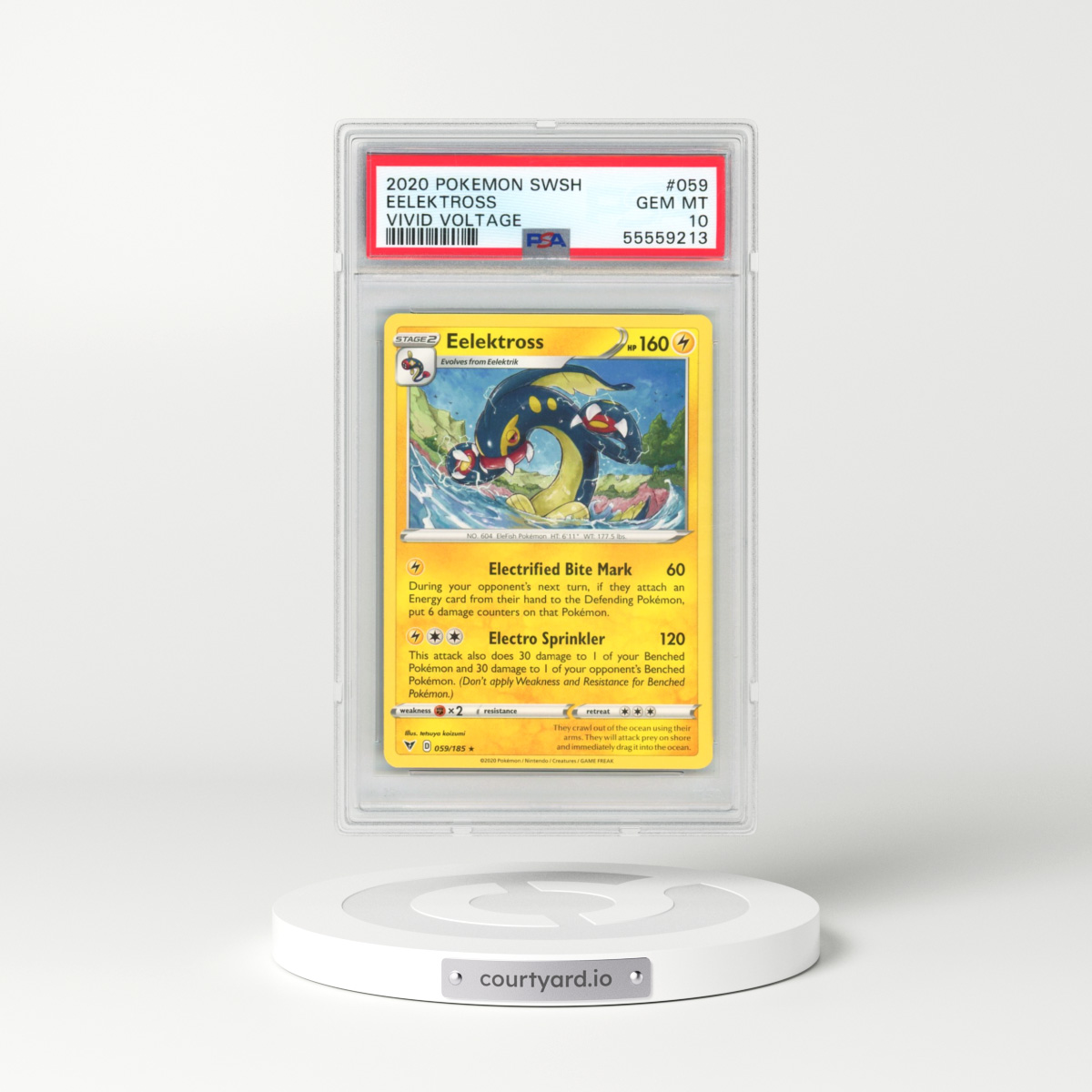 2020 Pokémon Sword & Shield Vivid Voltage #059 Eelektross (PSA 10 GEM MINT)
