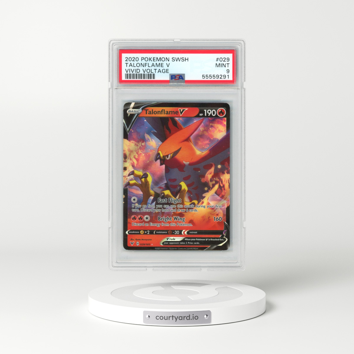 2020 Pokémon Sword & Shield Vivid Voltage #029 Talonflame V - Holo (PSA 9 MINT)