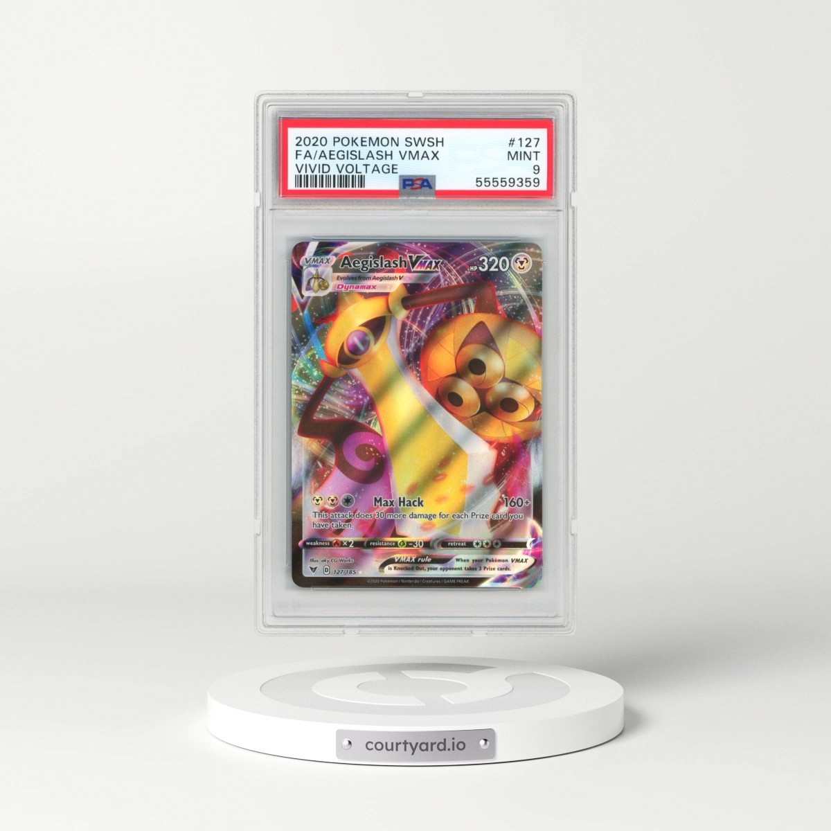 2020 Pokémon Sword & Shield Vivid Voltage #127 Aegislash Vmax - Full Art (PSA 9 MINT)