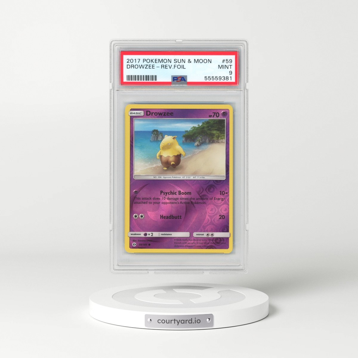 2017 Pokémon Sun & Moon #59 Drowzee - Reverse Foil (PSA 9 MINT)