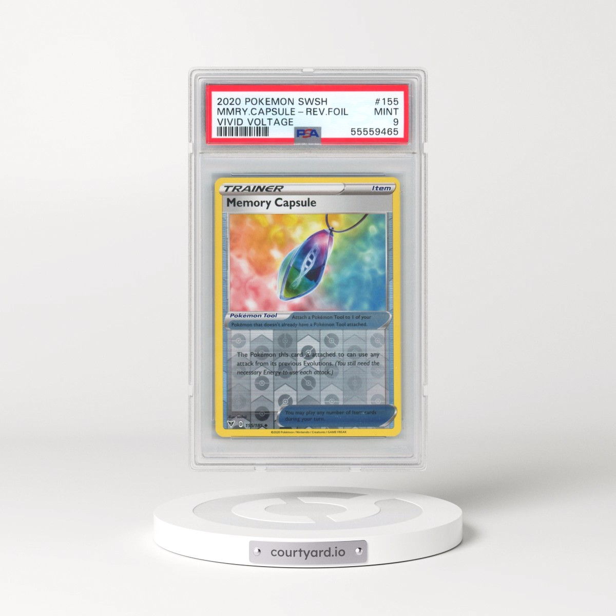 2020 Pokémon Sword & Shield Vivid Voltage #155 Memory Capsule - Reverse Foil (PSA 9 MINT)