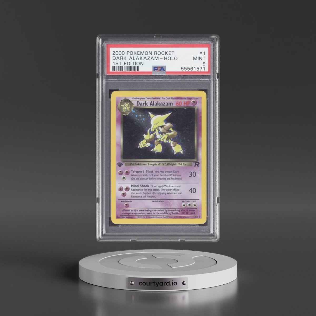 2000 Pokémon Rocket #1 Dark Alakazam - 1st Edition Holo (PSA 9 MINT)