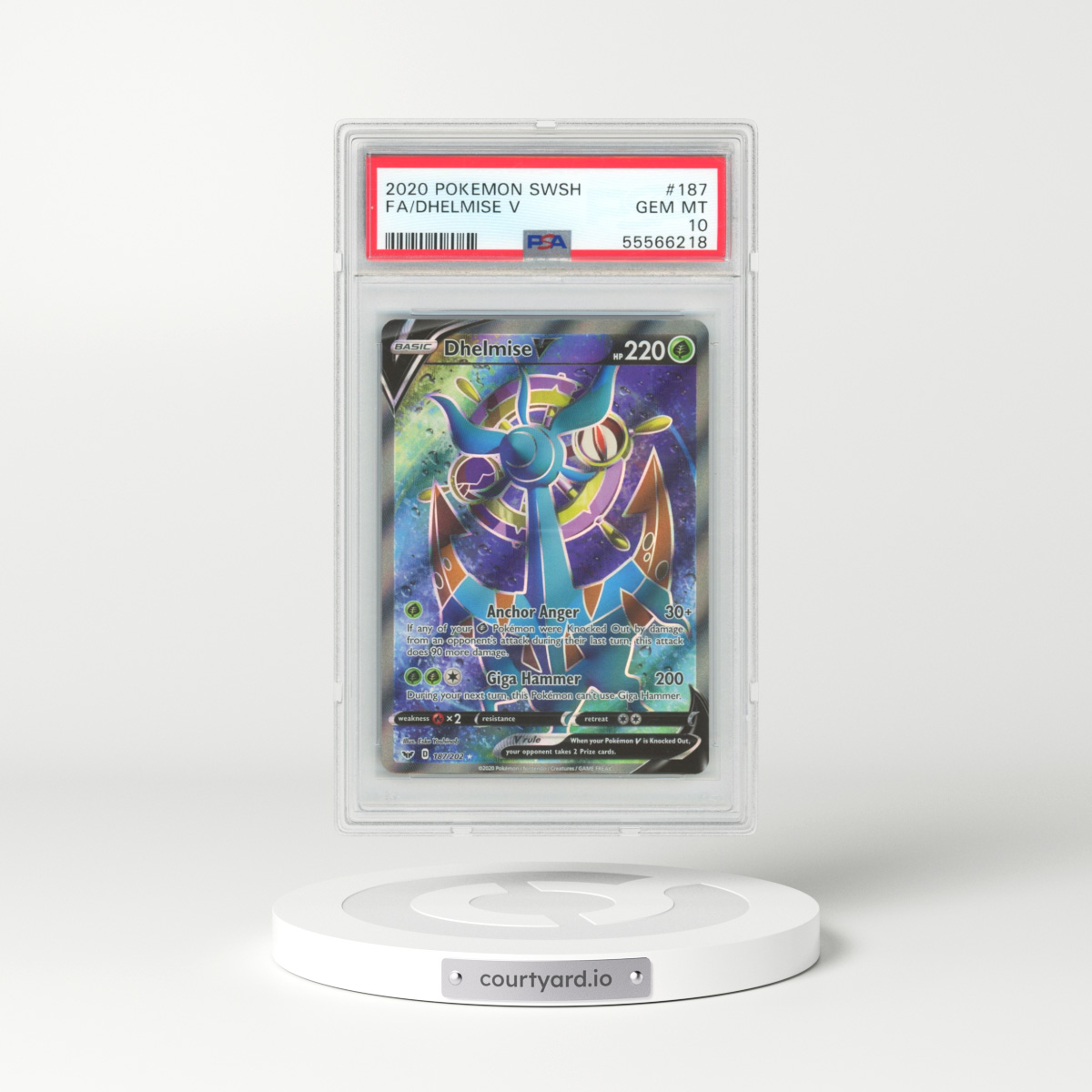 2020 Pokémon Sword & Shield #187 Dhelmise V - Holo Full Art (PSA 10 GEM MINT)