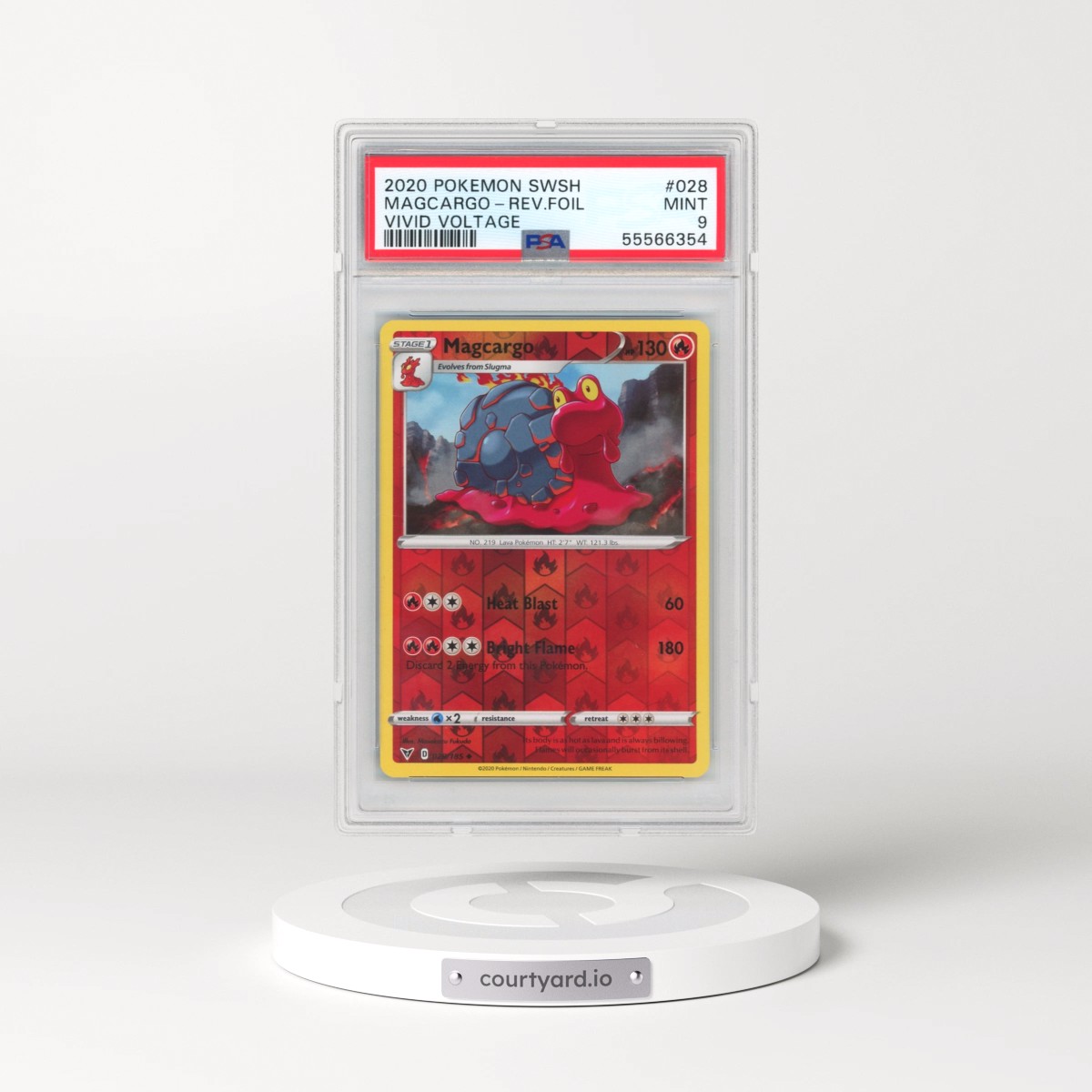 2020 Pokémon Sword & Shield Vivid Voltage #028 Magcargo - Reverse Foil (PSA 9 MINT)