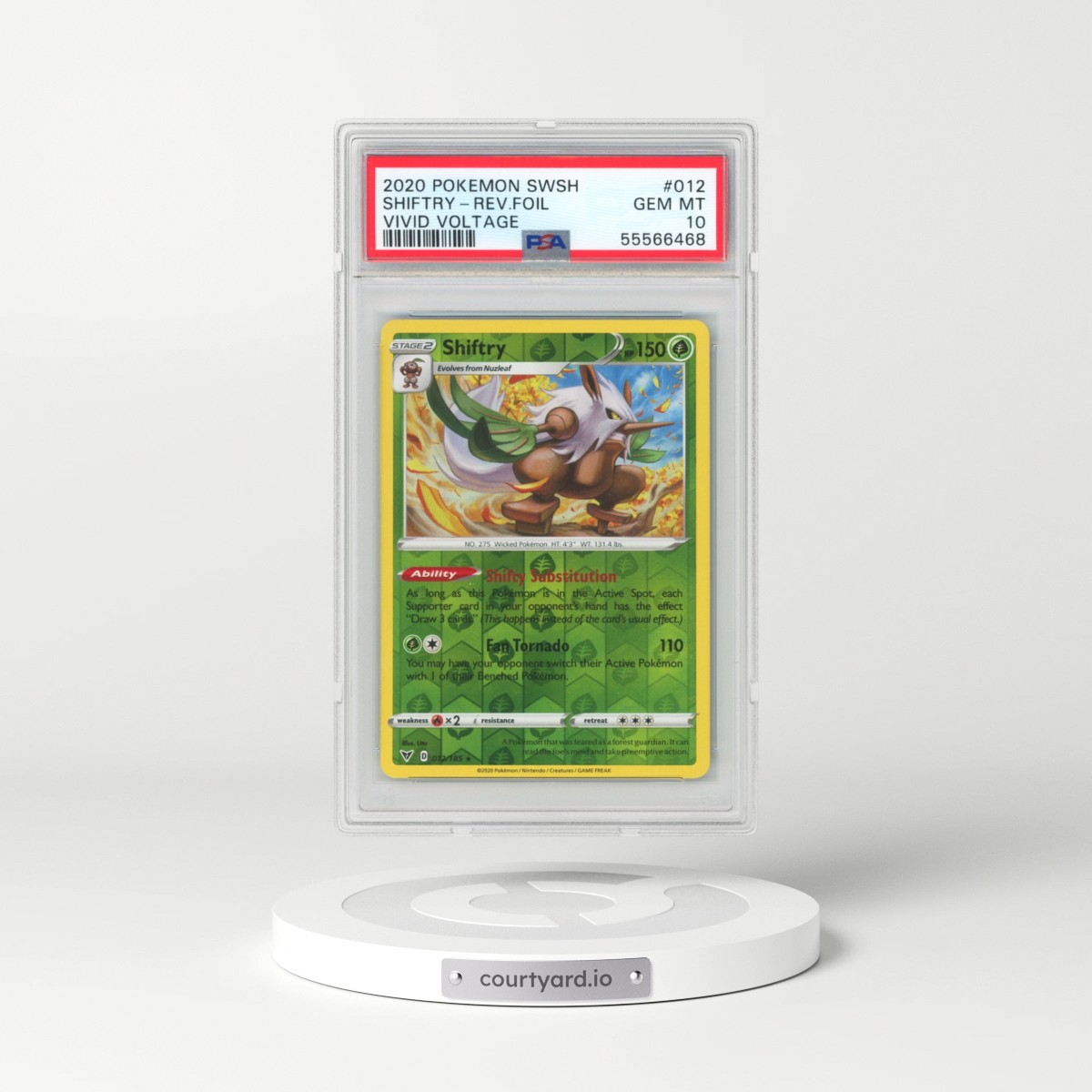 2020 Pokémon Sword & Shield Vivid Voltage #012 Shiftry - Reverse Foil (PSA 10 GEM MINT)