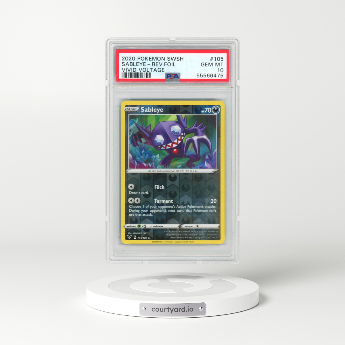 2020 Pokémon Sword & Shield Vivid Voltage #105 Sableye - Reverse Foil (PSA 10 GEM MINT)
